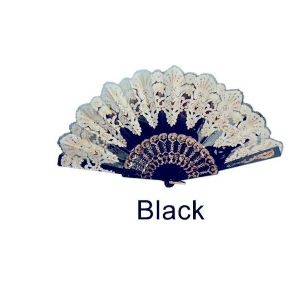Spain Embroidery Fan Plastic Folding Fan Party Dance Foldable Hand Fan Costume